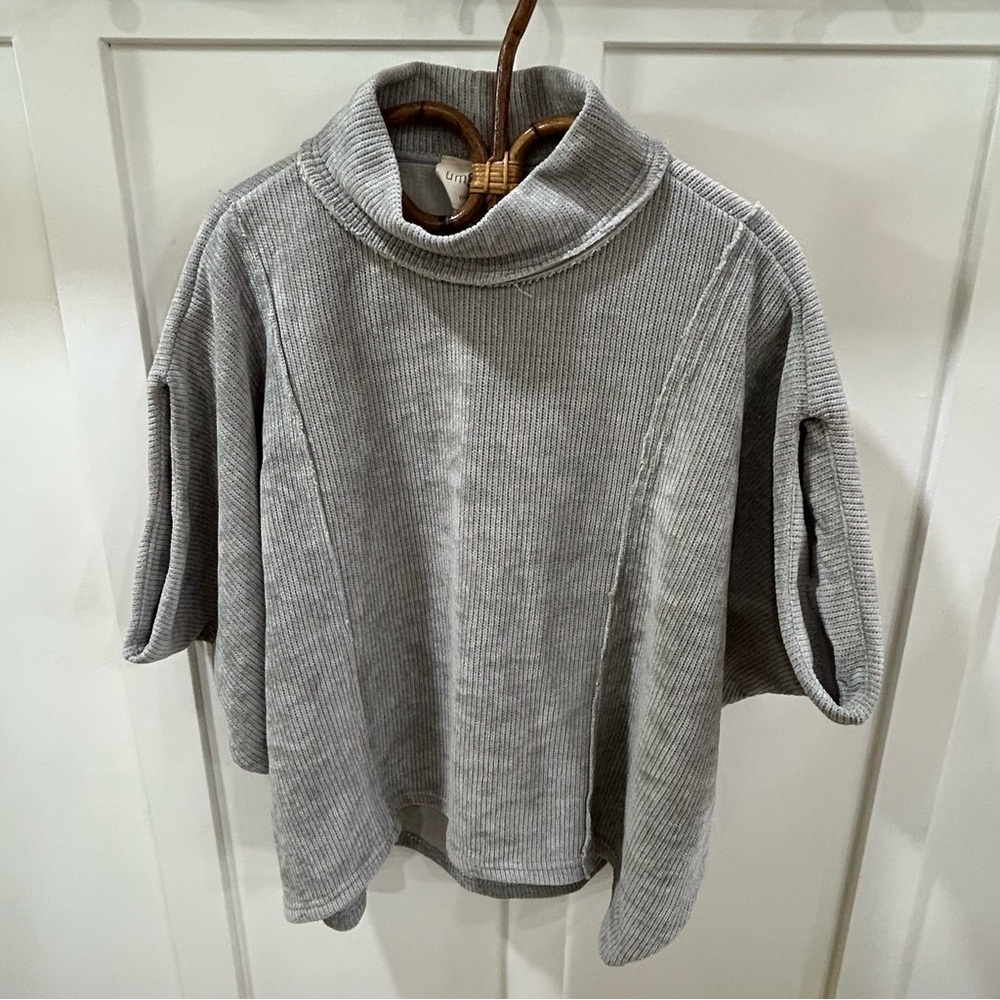 Umgee Light Gray Cowl Neck soft knit top